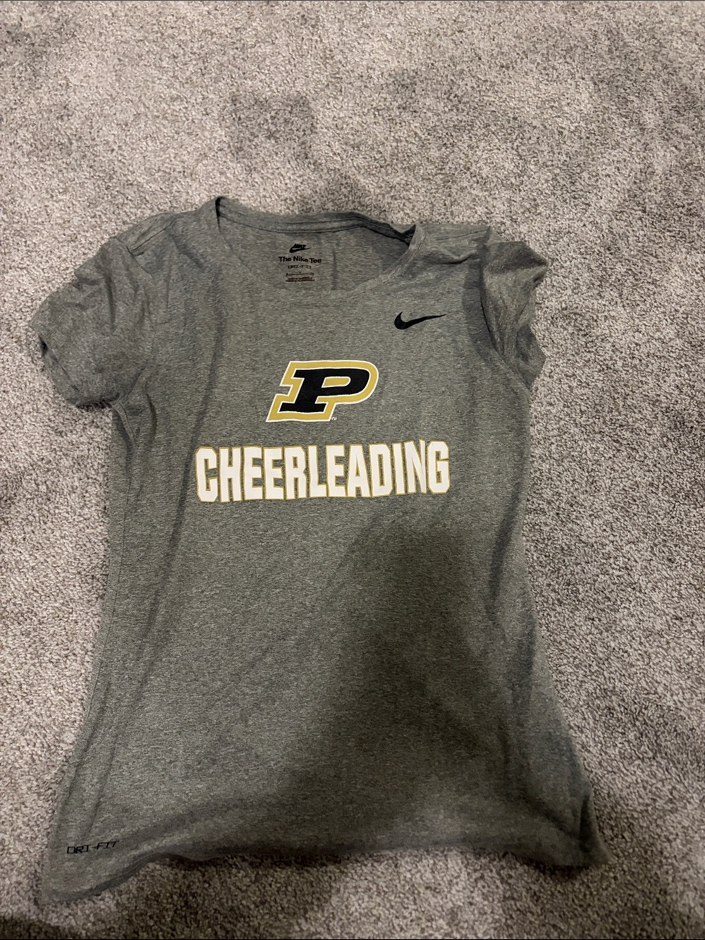 Nike Gray and Gold Purdue Cheer Tee